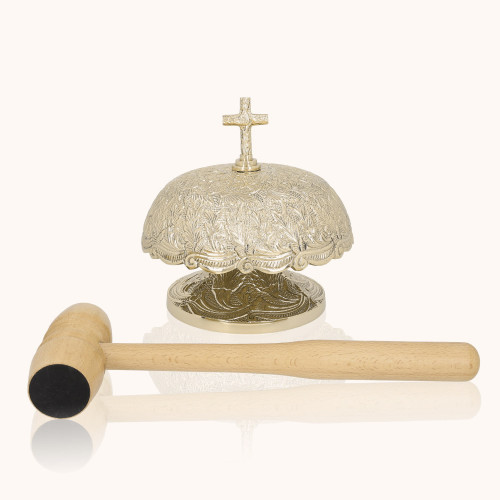 Gong pojedynczy | Mosiądz | Drewniany młotek | 19 cm