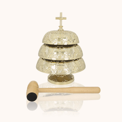 Gong trójtonowy | Mosiądz | Drewniany młotek | 35 cm