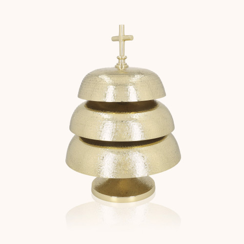 Gong potrójny | Mosiądz | Drewniany młotek | 35 cm