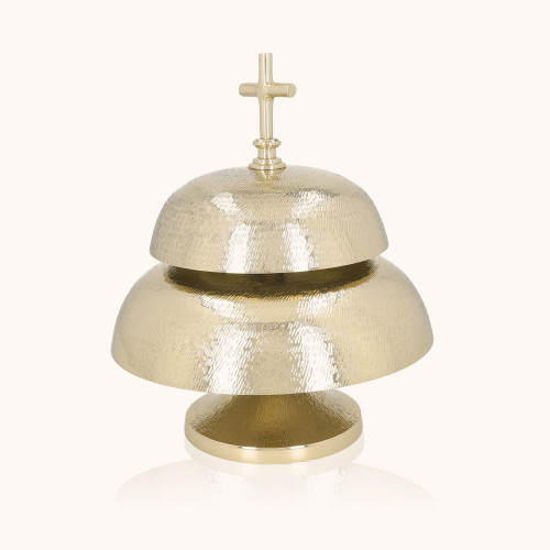 Gong podwójny | Mosiądz | Drewniany młotek | 29 cm