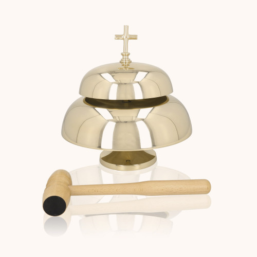 Gong dwutonowy | Mosiądz | Drewniany młotek | 33 cm