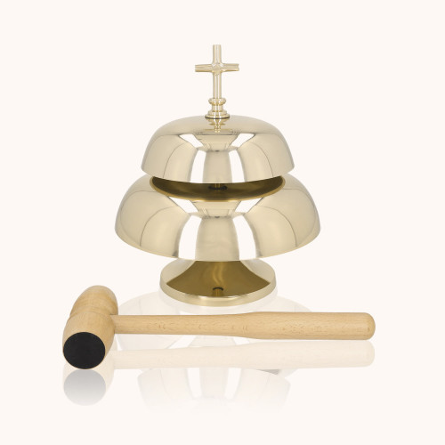 Gong dwutonowy | Mosiądz | Drewniany młotek | 29cm