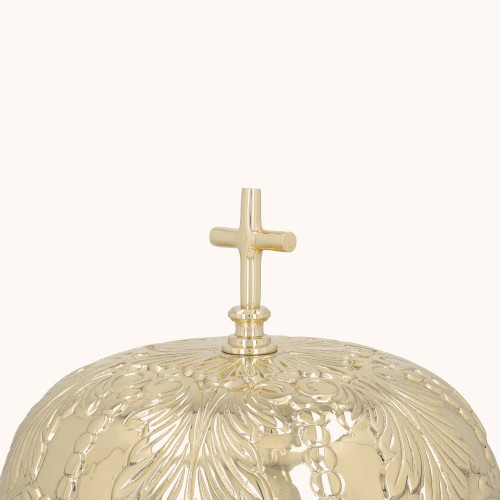 Gong pojedynczy | Zdobiony | Mosiądz | Drewniany młotek | 23 cm