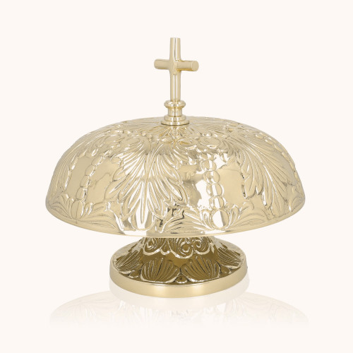 Gong pojedynczy | Zdobiony | Mosiądz | Drewniany młotek | 23 cm