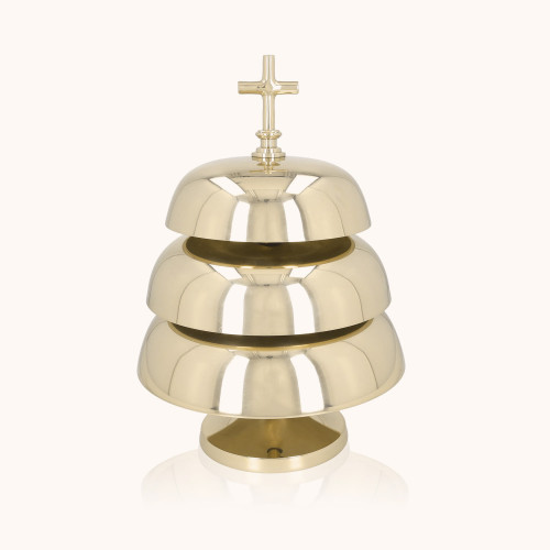 Gong potrójny | Mosiądz | Drewniany młotek | 35 cm