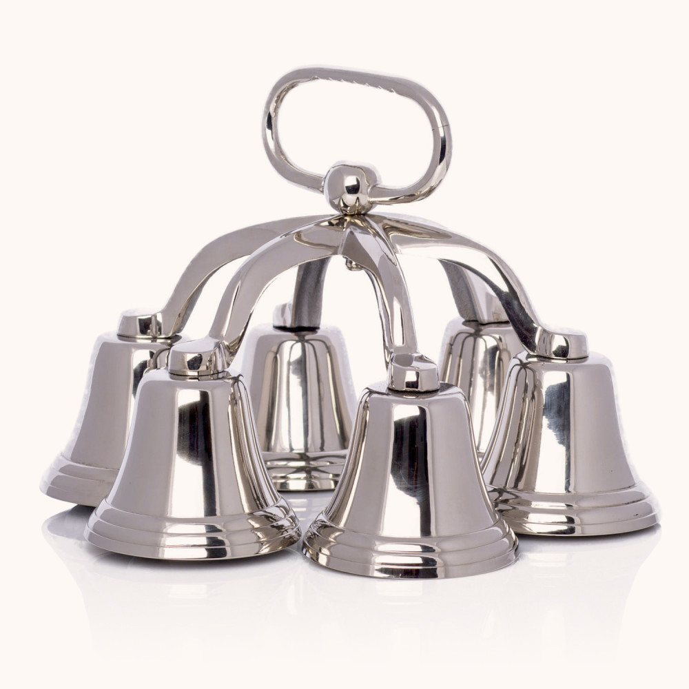 Dzwonki liturgiczne | Sześciokrotne| Mosiądz | Nikiel | 18 cm