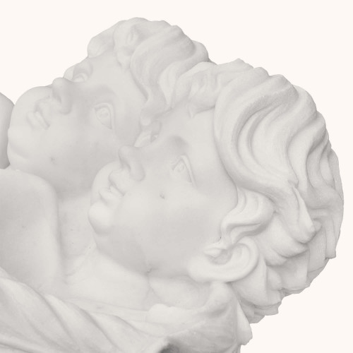 Płaskorzeźba | Kropielnica | Marmur | Anioły | 43 cm