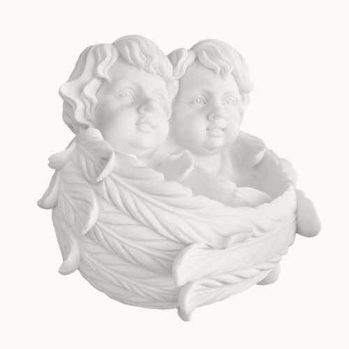 Płaskorzeźba | Kropielnica | Marmur | Anioły | 43 cm