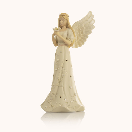 Anioł | Z lilią | LED | 22 cm | Bianco