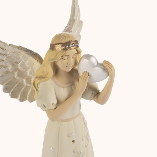 Anioł | Serce | LED | 22 cm | Bianco