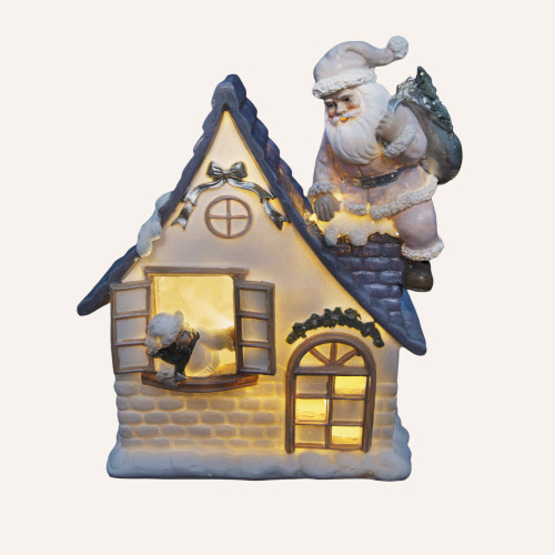 Figurka | Świąteczny domek | Świecący | 18 cm | Favola