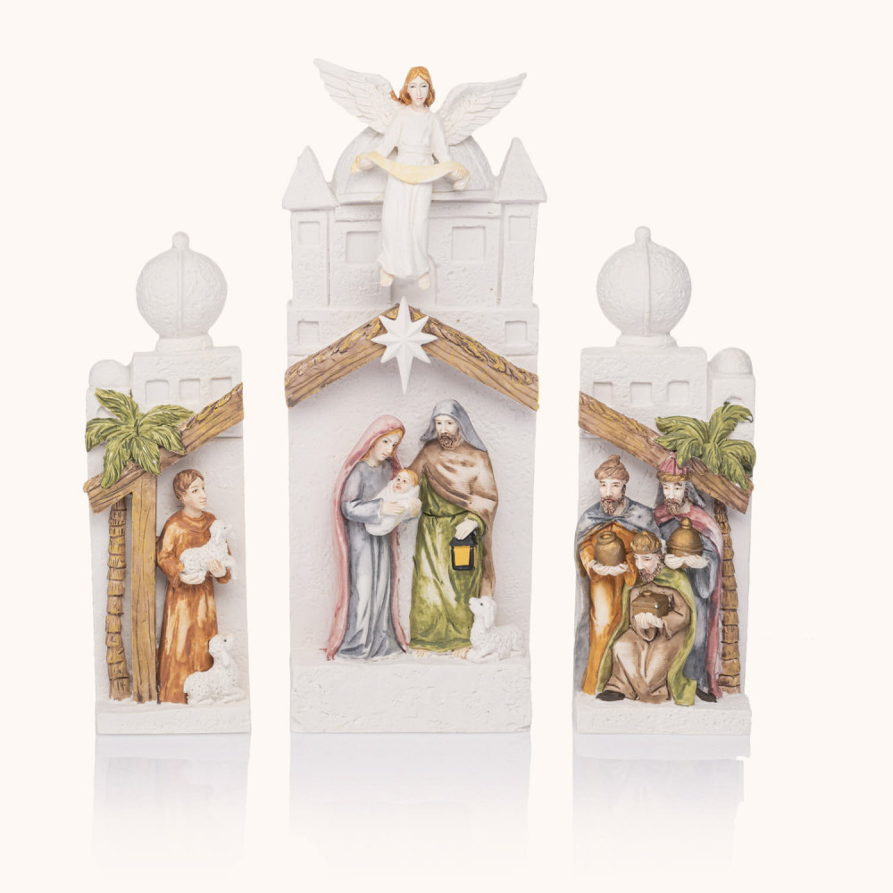 Szopka bożonarodzeniowa | Modułowa | Świecąca | 21 cm | Bianco