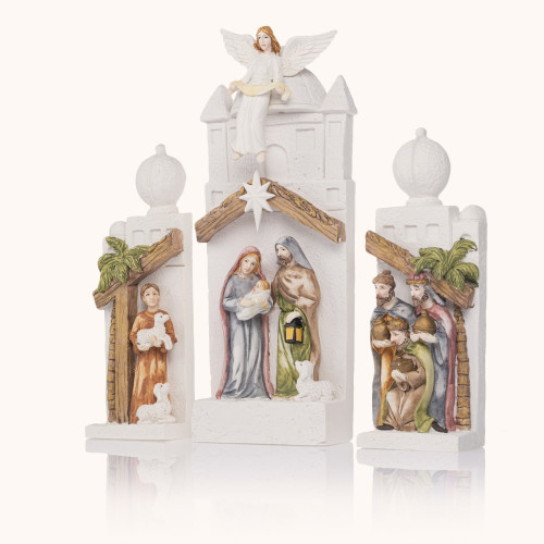 Szopka bożonarodzeniowa | Modułowa | Świecąca | 21 cm | Bianco