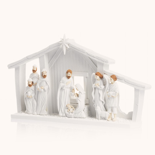 Szopka bożonarodzeniowa | Minimalistyczna | Świecąca | 13 cm | Bianco