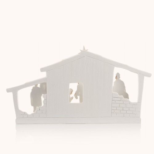 Szopka bożonarodzeniowa | Minimalistyczna | Świecąca | 13 cm | Bianco