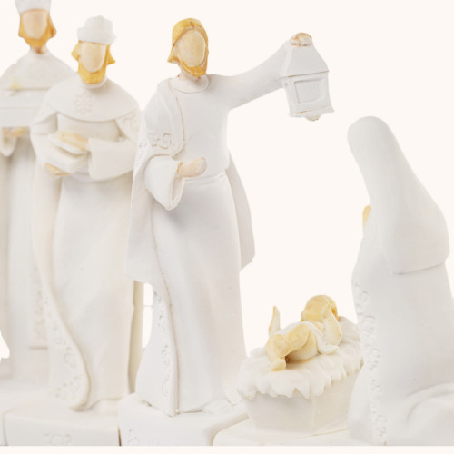 Szopka bożonarodzeniowa | Nowoczesna | Świecąca | 11 cm | Bianco