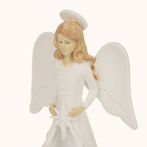 Figurka | Anioł ze Świętą Rodziną | Świecący | 21 cm | Bianco