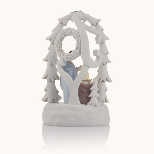 Figurka | Święta Rodzina | Leśny motyw | Świecąca | 14 cm | Bianco