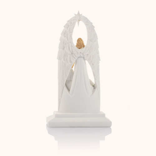 Figurka | Święta Rodzina Otulona Opieką Anioła | Świecąca | 15 cm | Bianco