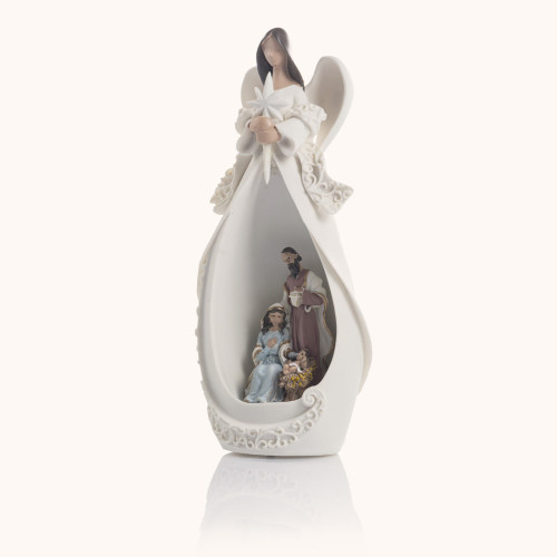 Anioł Stróż | Święta rodzina | LED | 19 cm | Bianco