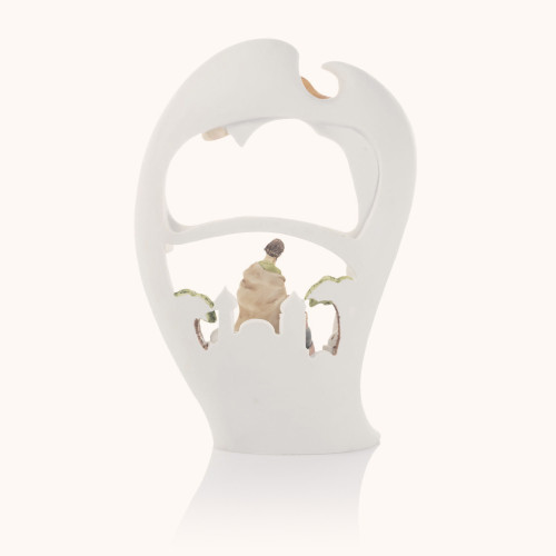 Figurka | Szopka | Anioł Stróż | Świecący | Święta Rodzina | 18 cm | Bianco