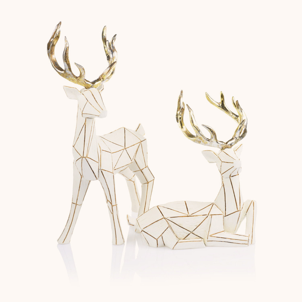 Figurka | Renifer Biały | Stojący | Leżący | Decorato