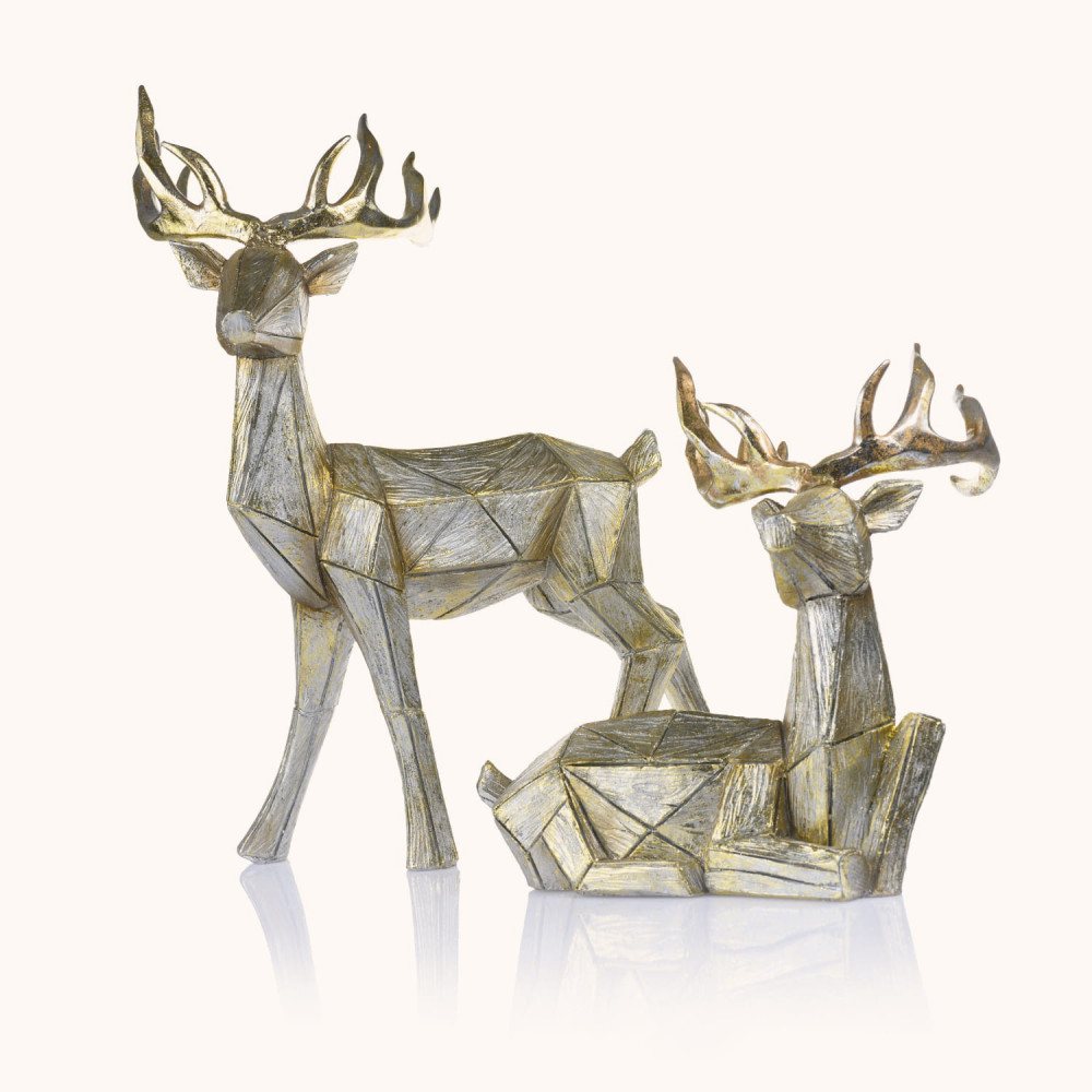 Figurka | Renifer złoty | Stojący | Leżący | Decorato