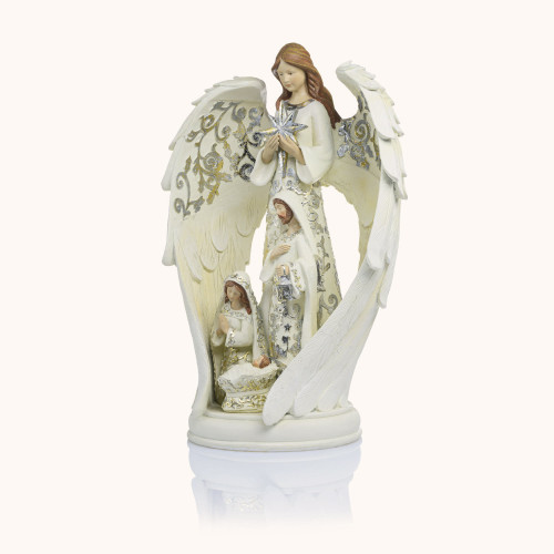 Figurka | Anioł ze Świętą Rodziną | 38 cm | Decorato