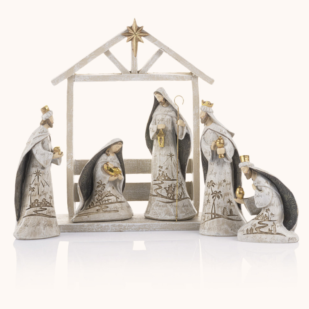 Szopka bożonarodzeniowa | Beżowe Szaty | 30 cm | Decorato