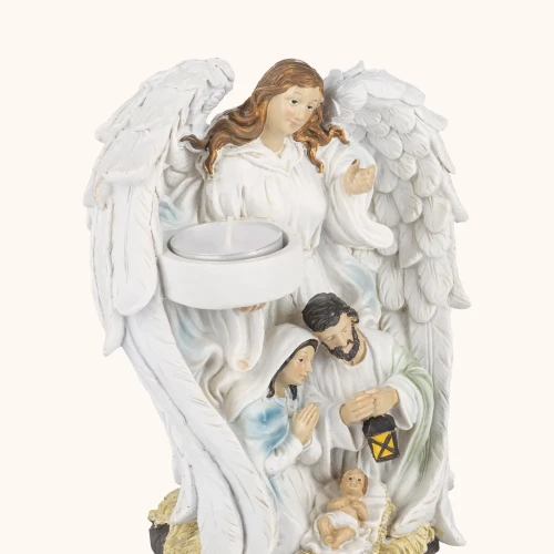 Świecznik świąteczny | Anioł opieki | 18 cm | Classic