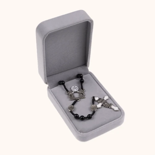 Różaniec | Pierwsza Komunia Święta | Czarny Agat | 6 mm