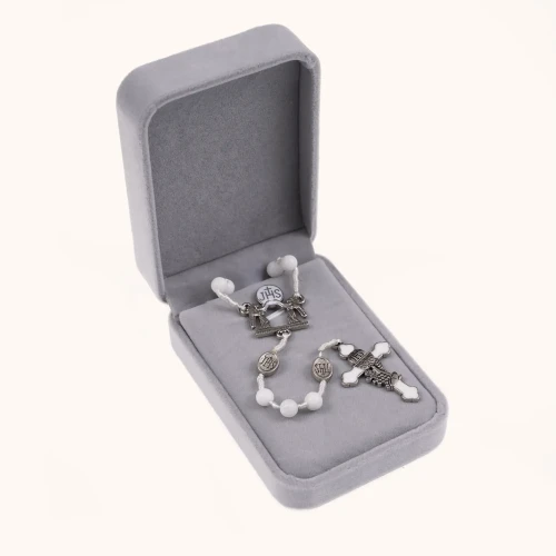 Różaniec | Pierwsza Komunia Święta | Biały Kwarc | 6 mm