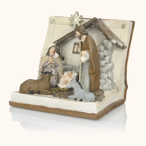 Szopka bożonarodzeniowa | Święta Rodzina | Narodziny | Podświetlenie LED | 14 cm | Favola