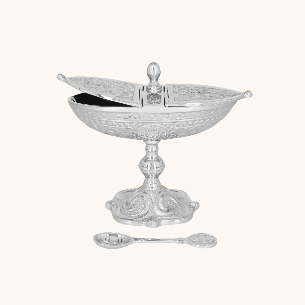 Łódka na kadzidło | Mosiądz | Nikiel | 14 cm