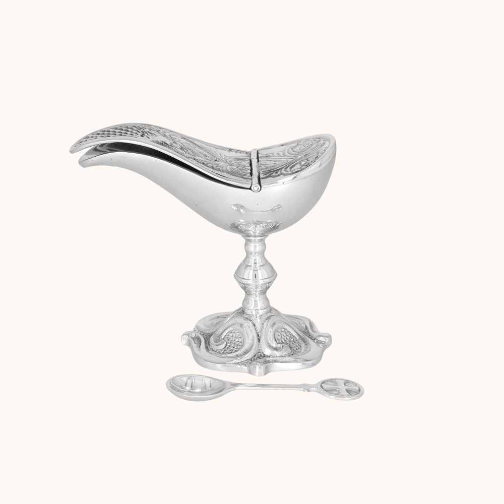 Łódka na kadzidło | Mosiądz | Nikiel | 12 cm