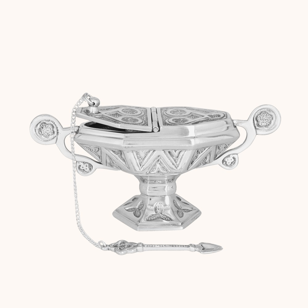 Łódka na kadzidło | Mosiądz | Nikiel | 11 cm