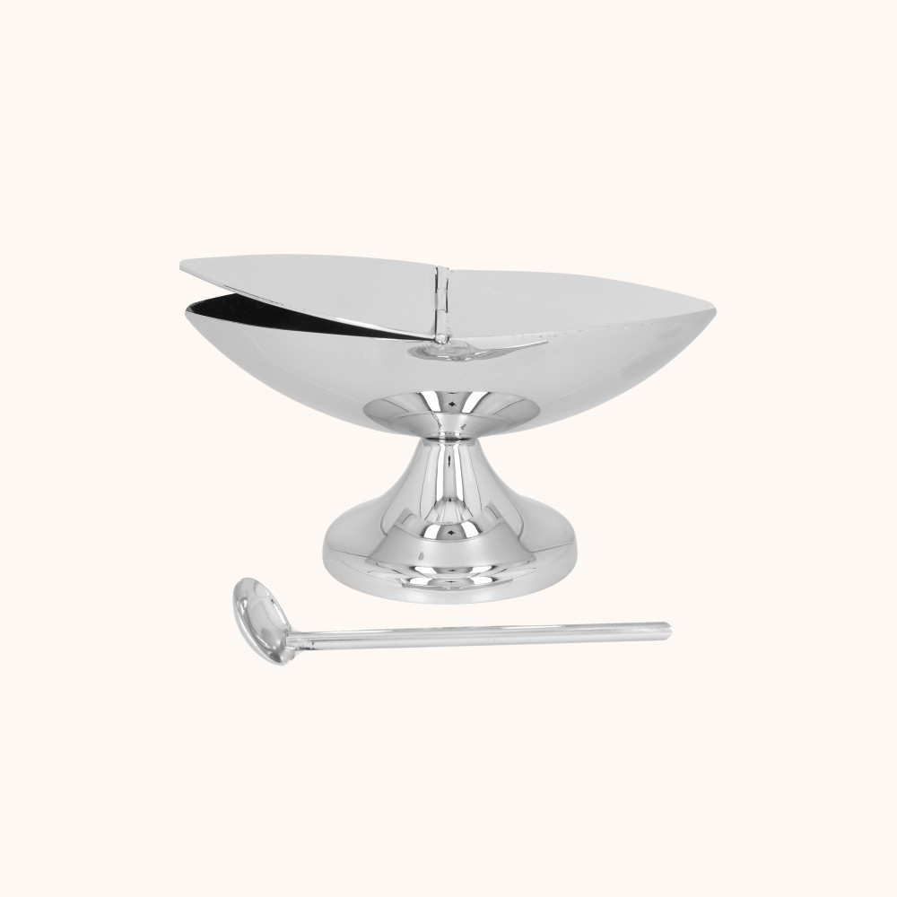 Łódka na kadzidło | Mosiądz | Nikiel | 26 cm