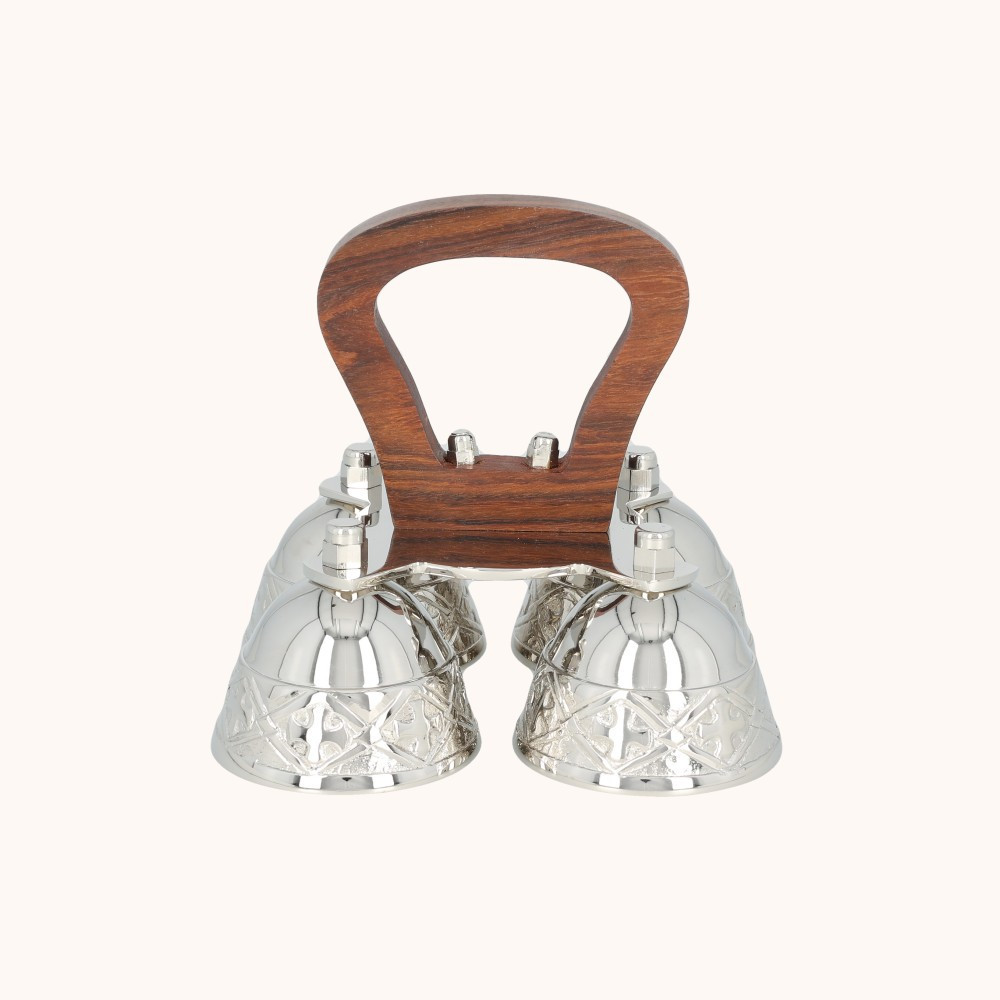 Dzwonki liturgiczne | Poczwórne | Mosiądz | Nikiel | 13 cm