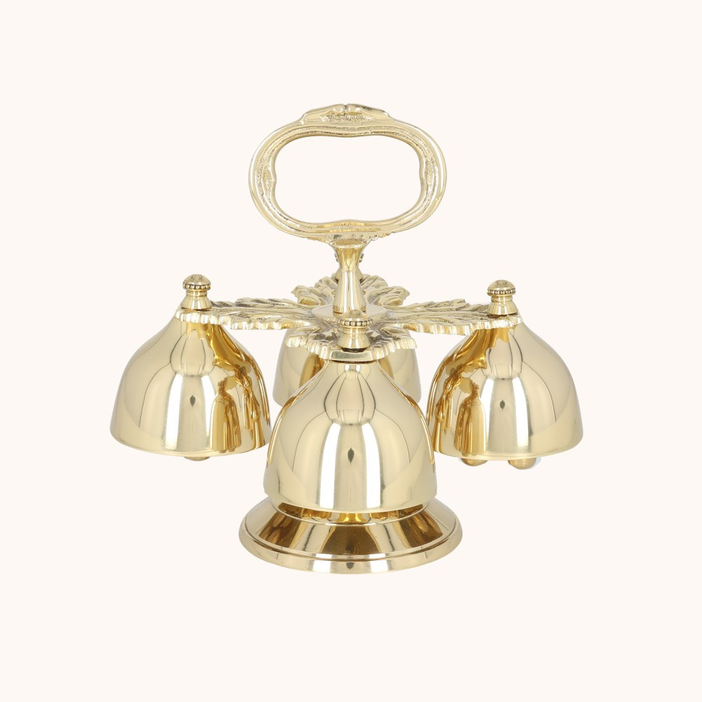 Dzwonki liturgiczne | Poczwórne | Mosiądz | Niklowane | 17 cm