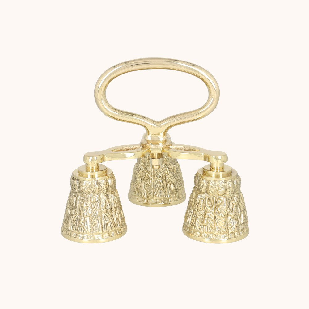 Dzwonki liturgiczne | Potrójne | Mosiądz | 15 cm