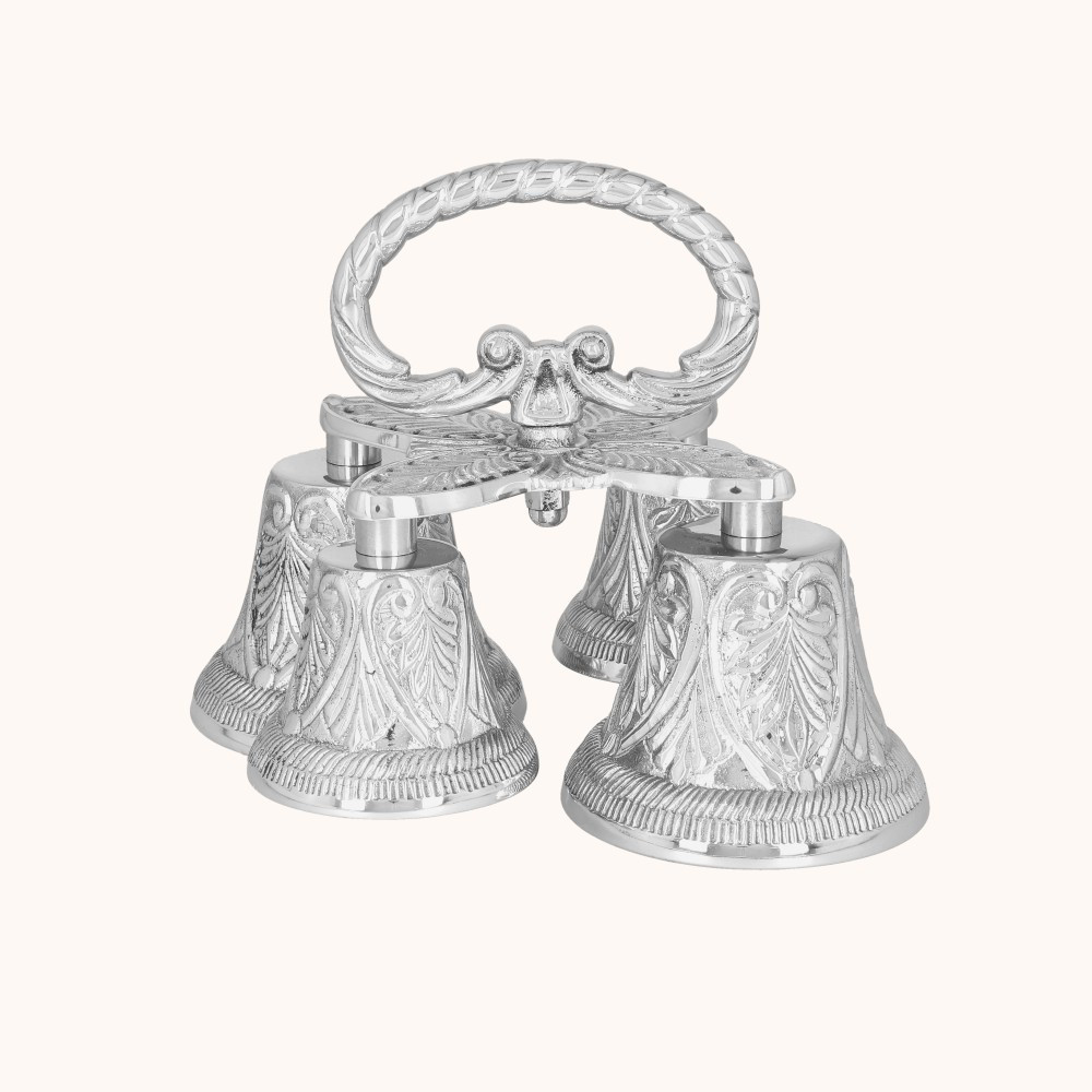 Dzwonki liturgiczne | Poczwórne | Mosiądz | Nikiel | 17 cm