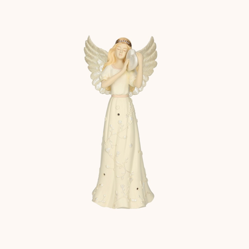 Anioł | Serce | LED | 22 cm | Bianco