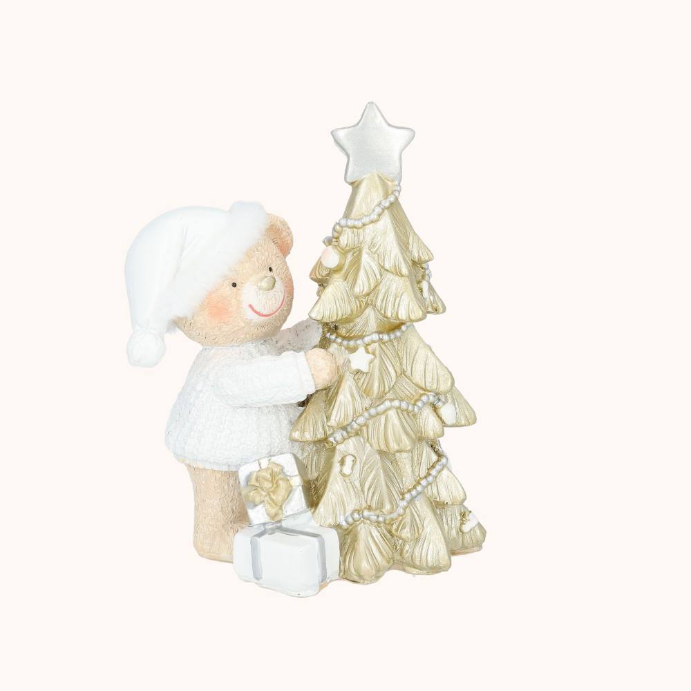 Figurka | Miś z choinką i prezentami | 13 cm | Favola