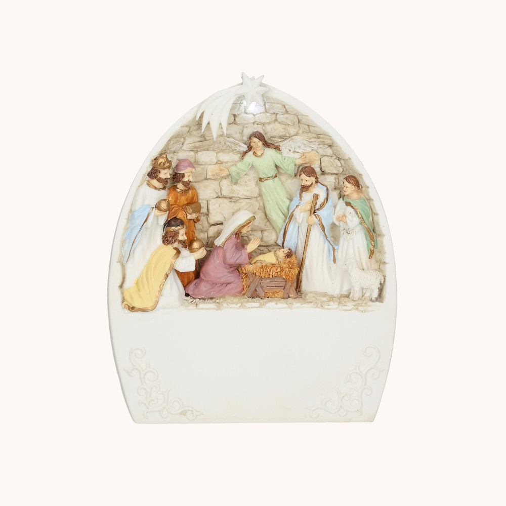 Szopka bożonarodzeniowa | świecąca | 16 cm | Bianco