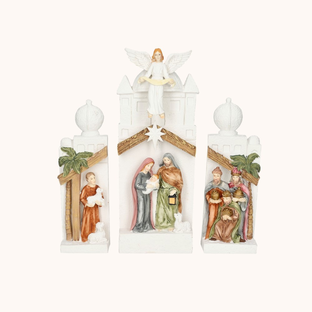 Szopka bożonarodzeniowa | Modułowa | Świecąca | 21 cm | Bianco