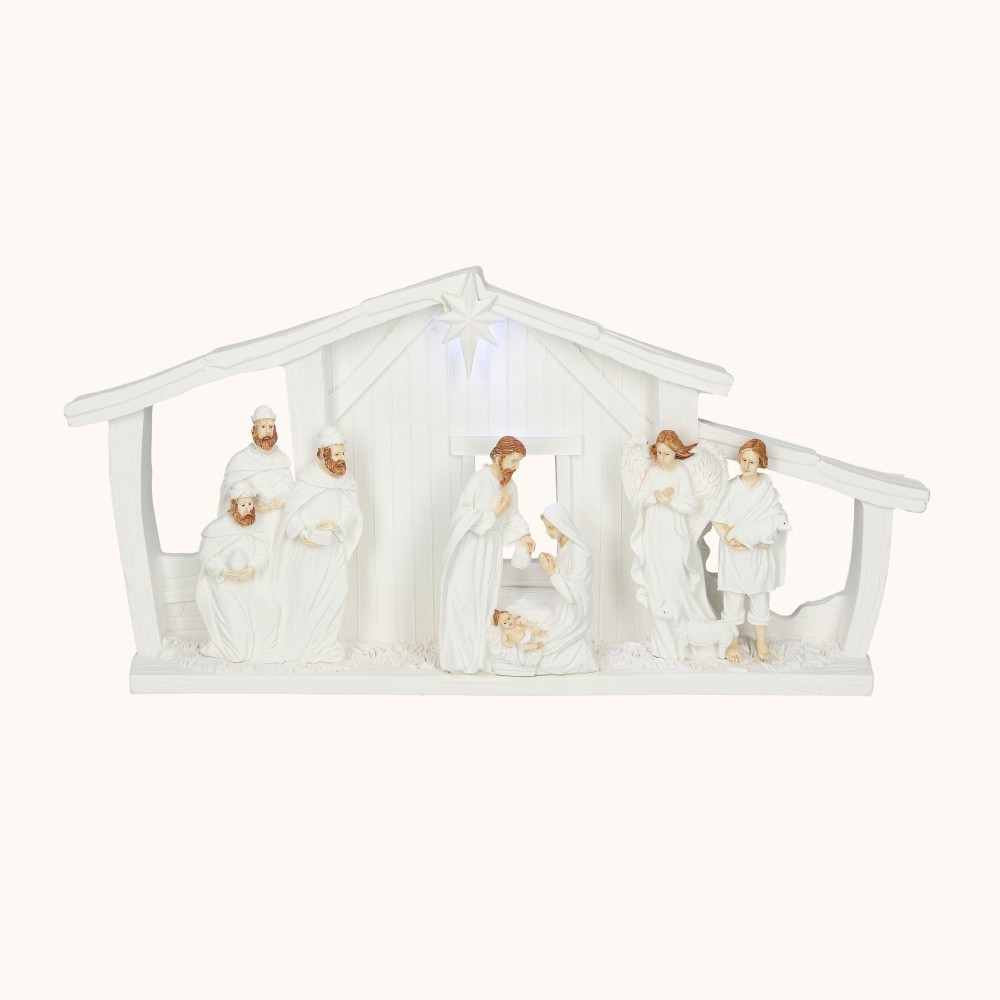 Szopka bożonarodzeniowa | Minimalistyczna | Świecąca | 13 cm | Bianco