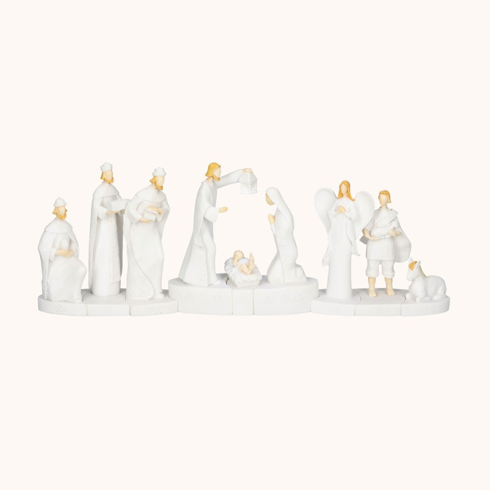 Szopka bożonarodzeniowa | Nowoczesna | Świecąca | 11 cm | Bianco