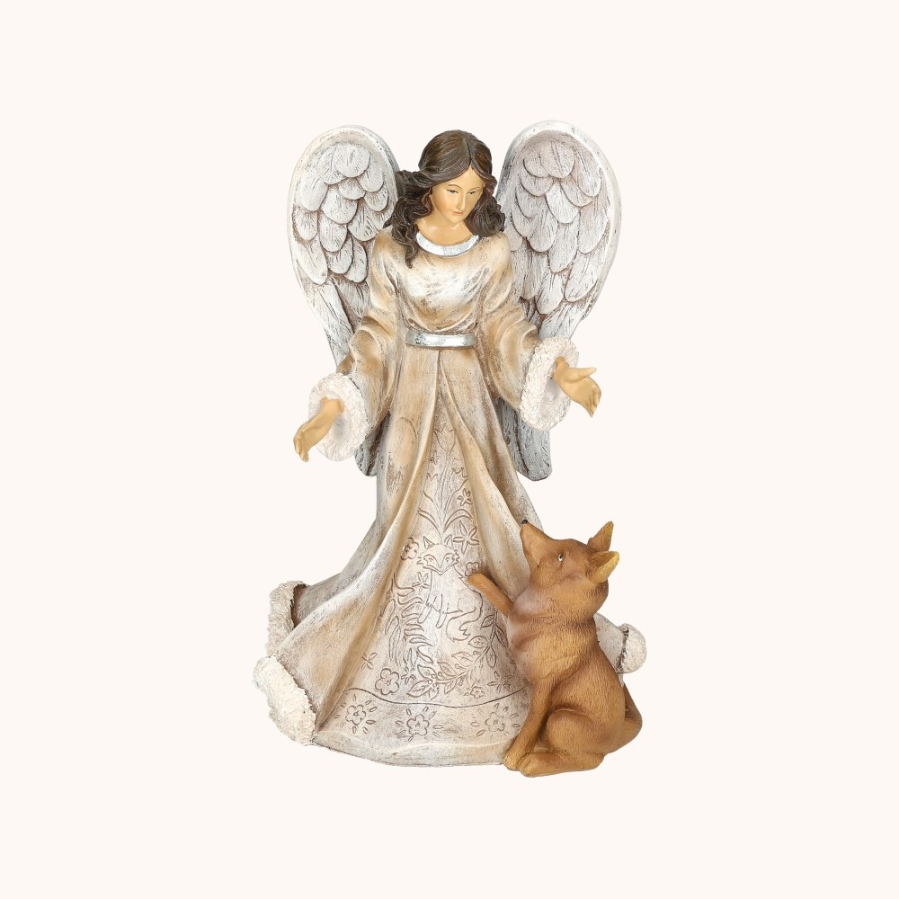 Figurka | Anioł z lisem | 34 cm | Decorato