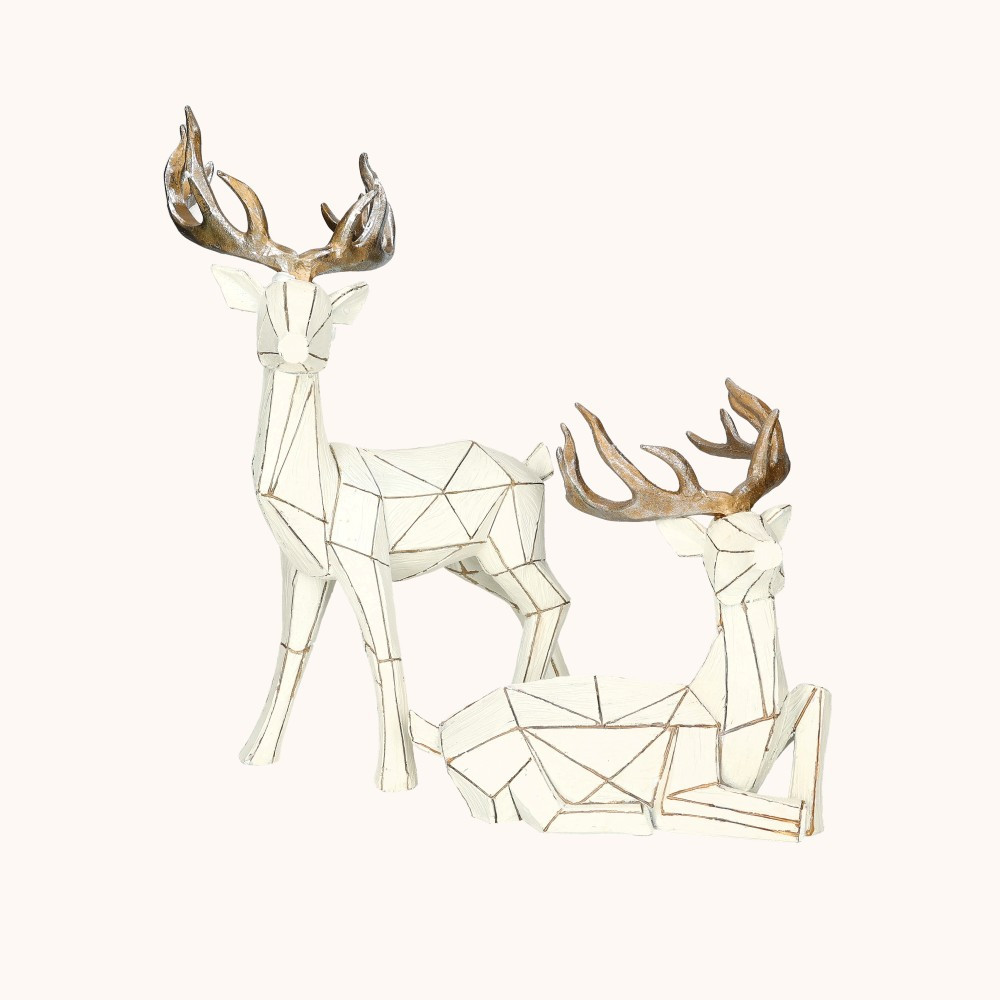 Figurka | Renifer Biały | Stojący | Leżący | Decorato
