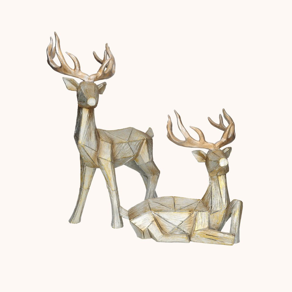 Figurka | Renifer złoty | Stojący | Leżący | Decorato